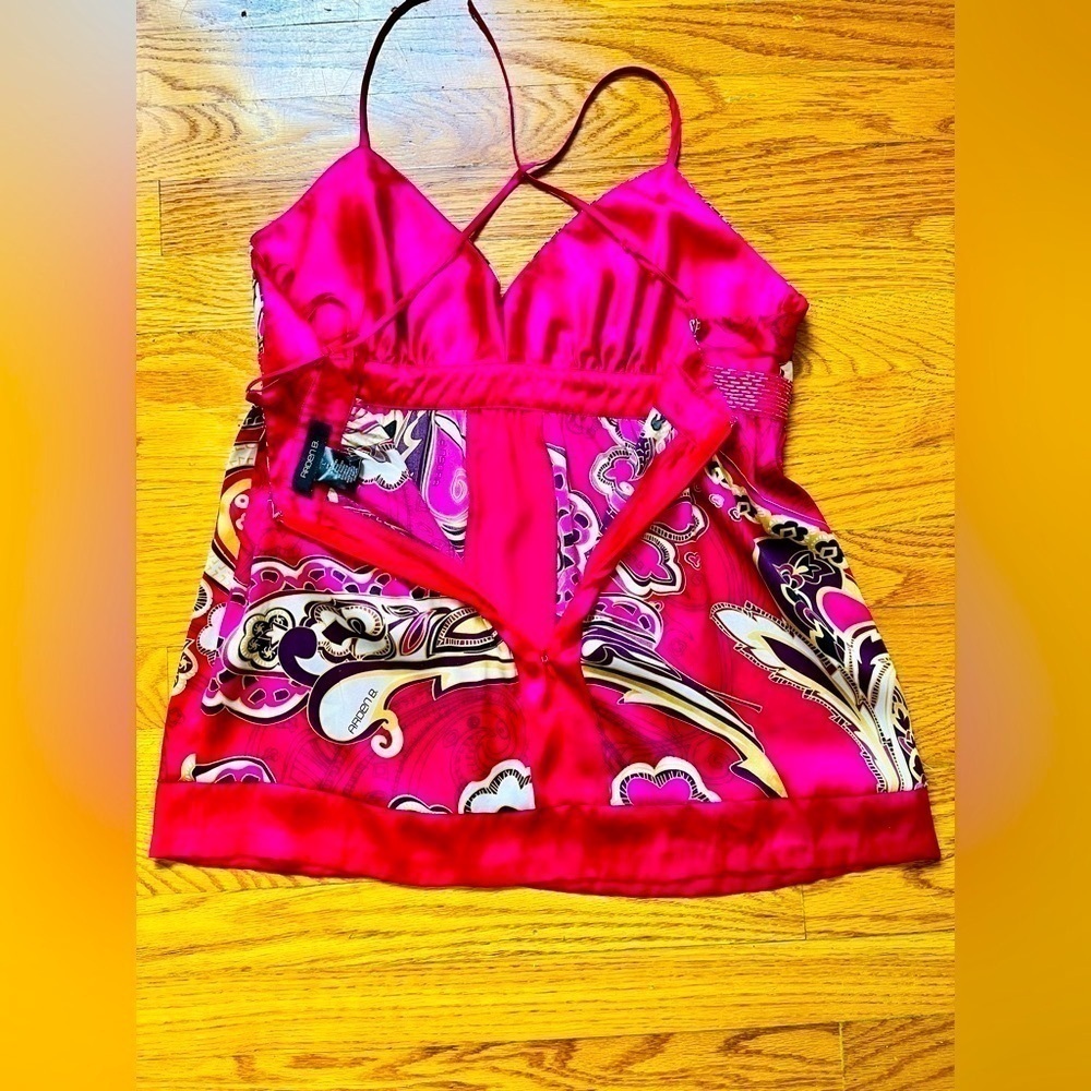 Arden B silk satin tank top with sexy cross back spaghetti  strap​